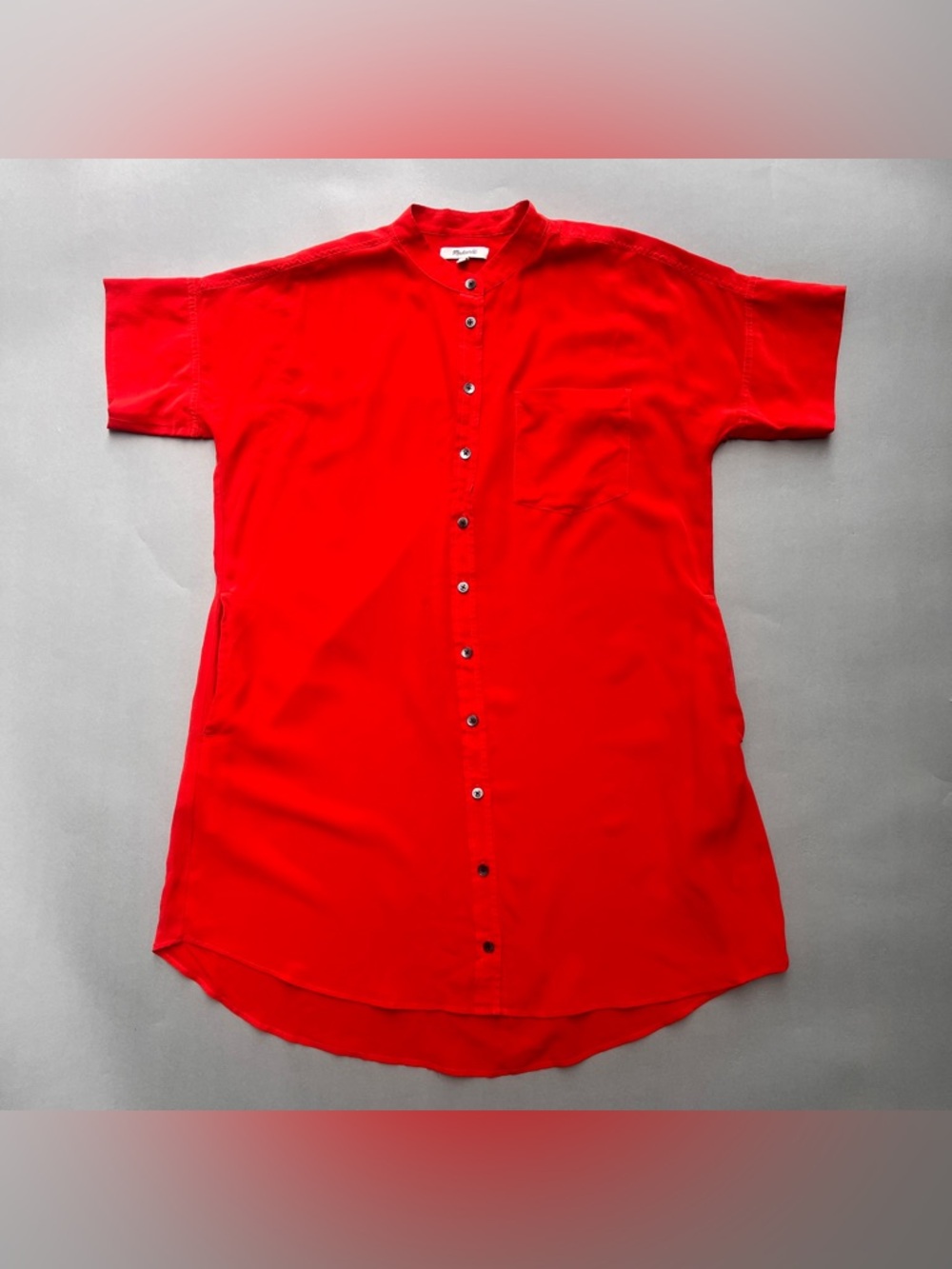 Madewell Bold Red Button-Down Mini Dress Classic, Chic, and Casual with pockets